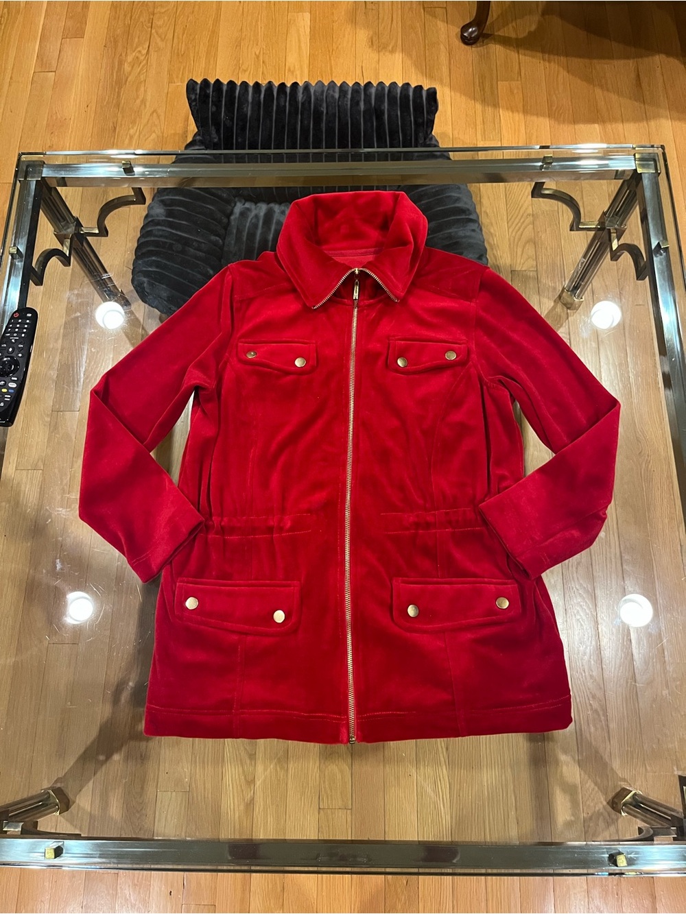 Style & Co. Red Velvet Zip-Front Utility Jacket